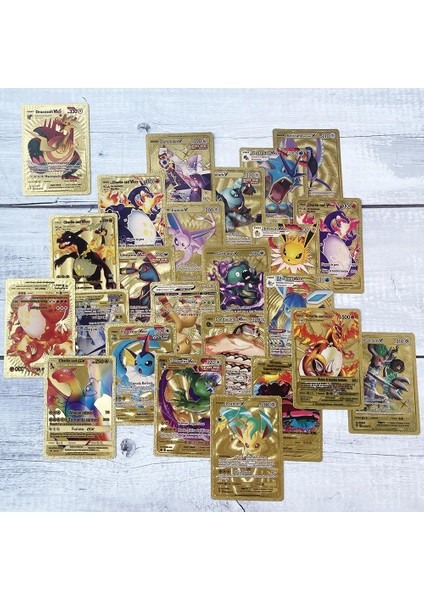 Ithal Pokemon Vmax Gold Card Tcg Dx Gx Altın Pvc Esnek Oyuncu & Koleksiyon Pokemon Kartı 10 Adet fırsatları