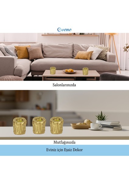 Mumluk Şamdan 3 Adet Tealight Uyumlu Üçlü Orta Erimiş Mum Model modelleri
