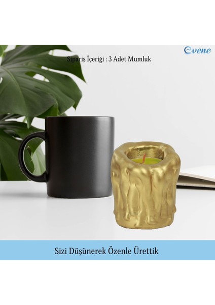 Mumluk Şamdan 3 Adet Tealight Uyumlu Üçlü Orta Erimiş Mum Model indirimleri
