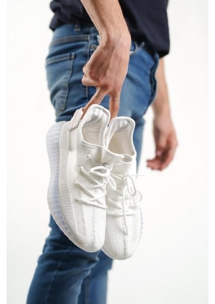 591 Tarz Sneakers Ithal Beyaz Triko Rahat Taban Spor Ayakkabısı10