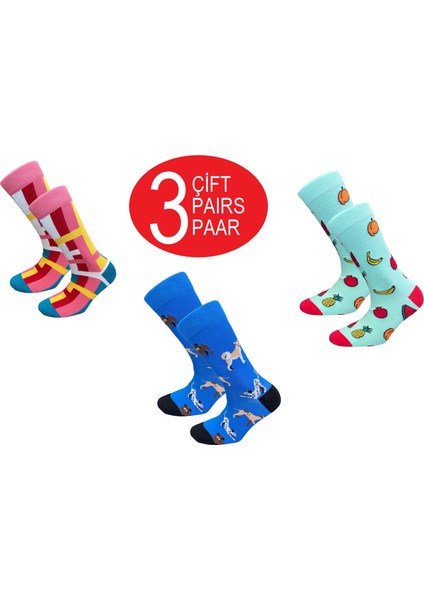 (ART.24268-1) Unisex Soket Nakışlı Desenli Yıkamalı Kumaş Penye 3lü Özel Kutulu