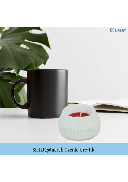 Mumluk Şamdan 3 Adet Tealight Uyumlu Çizgili Model