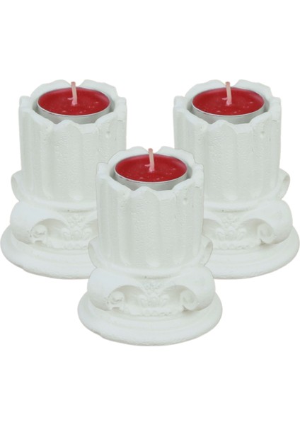 Mumluk Şamdan 3 Adet Tealight Uyumlu Tarihi Sütun Model