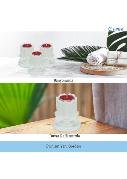 Mumluk Şamdan 3 Adet Tealight Uyumlu Tarihi Sütun Model