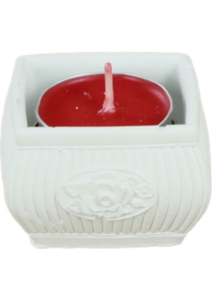 Mumluk Şamdan Tealight Mum Uyumlu Mini Çizgili Çiçekli Model