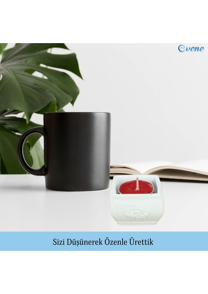 Mumluk Şamdan Tealight Mum Uyumlu Mini Çizgili Çiçekli Model