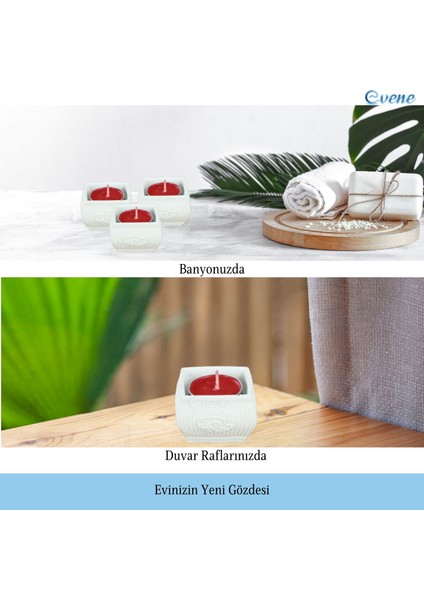 Mumluk Şamdan 3 Adet Tealight Uyumlu Üçlü Mini Çizgili Çiçekli Model fırsatları