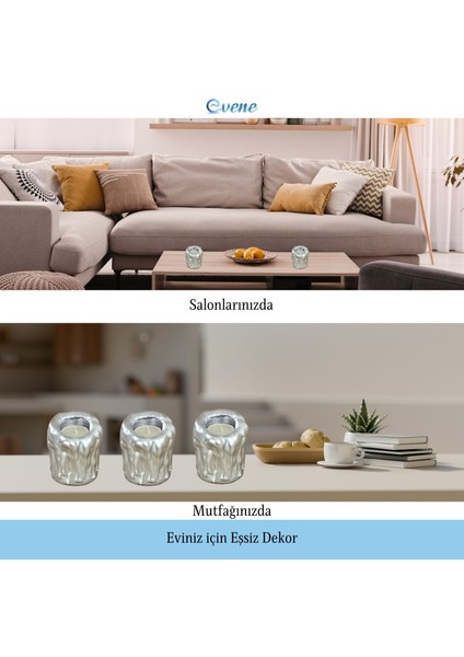 Mumluk Şamdan 3 Adet Tealight Uyumlu Üçlü Orta Erimiş Mum Model modelleri