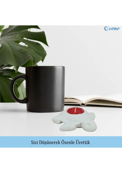 Mumluk Şamdan 3 Adet Tealight ve Ince Mum Uyumlu Kaplumbağa Model