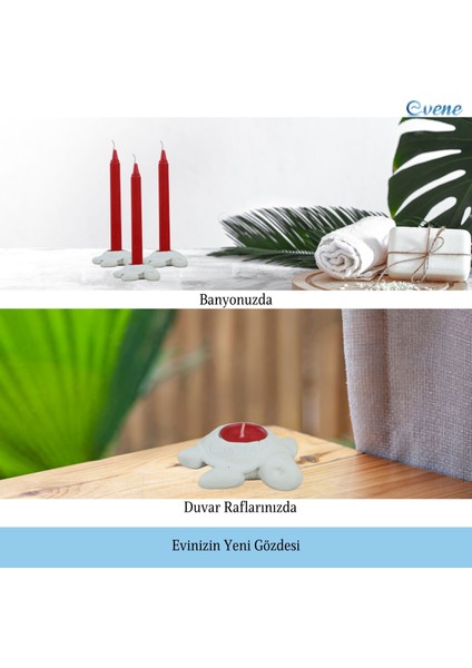 Mumluk Şamdan 3 Adet Tealight ve Ince Mum Uyumlu Kaplumbağa Model