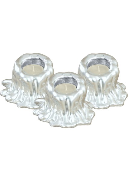 Mumluk Şamdan 3 Adet Tealight Uyumlu Üçlü Küçük Erimiş Mum Model