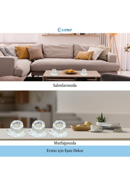 Mumluk Şamdan 3 Adet Tealight Uyumlu Üçlü Küçük Erimiş Mum Model