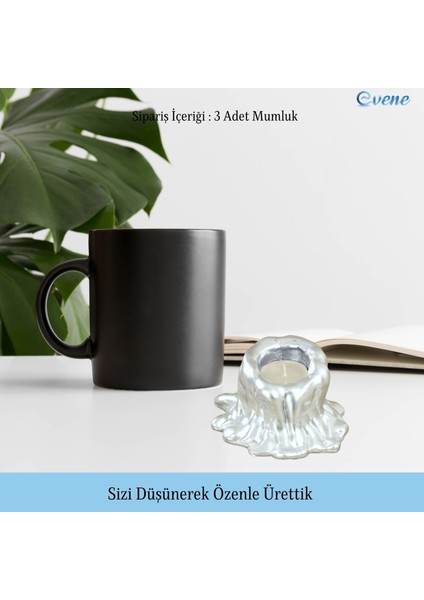 Mumluk Şamdan 3 Adet Tealight Uyumlu Üçlü Küçük Erimiş Mum Model