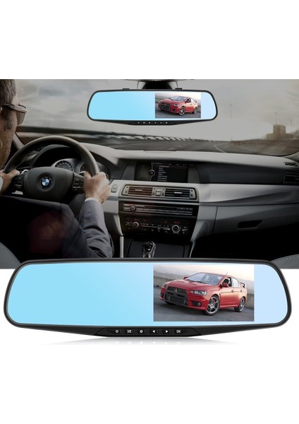 Araba Dijital Video Kaydedici 4.3 Inch Dikiz Aynalı Çift Kameralı Kayıt Cihazı Ön ve Arka Görüş fiyatları