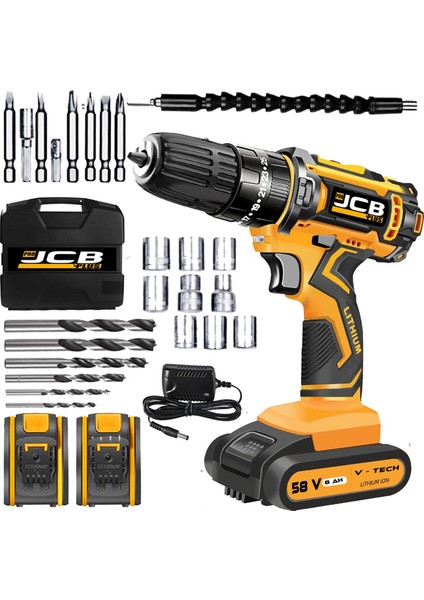 Projcb Plus G-Tech 58 V 8 Ah Sjs Çift Metal Şanzuman Şarjlı Çift Akülü Vidalama Matkap 27 Pcs Set