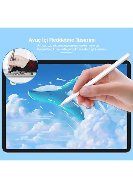 iPad ve iPad Pro (2018 Veya Sonrası) Için, Apple iPad 8./7./6. Nesil, iPad Pro 11 12.9 Inç, iPad Air 5./4./3. Nesil, iPad Mini ile Uyumlu Avuç Içi Reddetmeli Eğitim Hassasiyetli Dokunmatik Yazı Kalemi