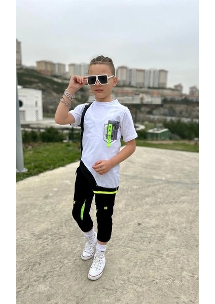 Neon Yeşil Şerit Detaylı Erkek Çocuk Takım fiyatları