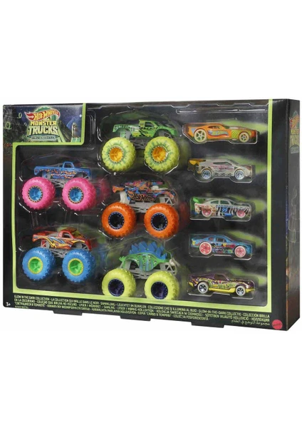 Hot Wheels HCB57 Monster Trucks Karanlıkta Parlayan Araçlar, Hot Wheels Monster Trucks - Mattel