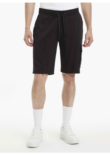 Normal Siyah Erkek Sweat Şort J30J323140BEH_MONOLOGO Badge Hwk Sh