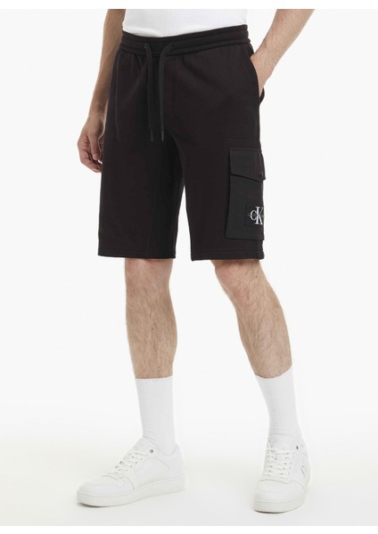 Normal Siyah Erkek Sweat Şort J30J323140BEH_MONOLOGO Badge Hwk Sh
