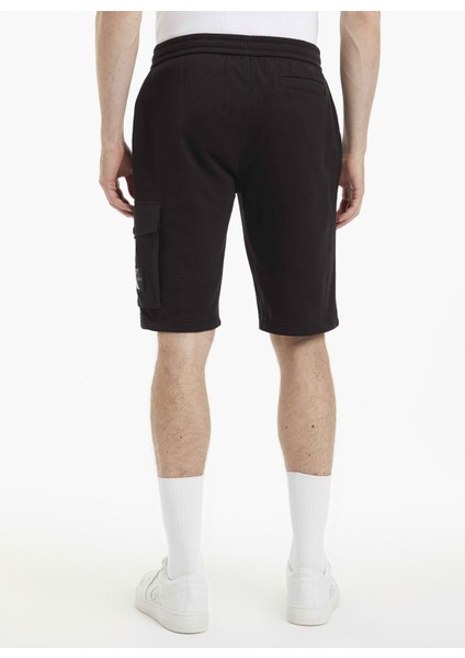 Normal Siyah Erkek Sweat Şort J30J323140BEH_MONOLOGO Badge Hwk Sh