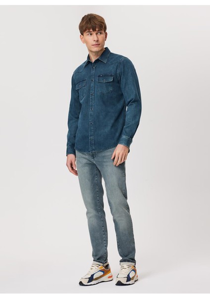 Lee Cooper Fitted Mavi Erkek Denim Gömlek 232 Lcm 141002 Wolker 2 Denım