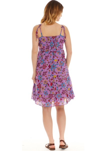 Askılı Vual Lila Kısa Elbise fırsatları