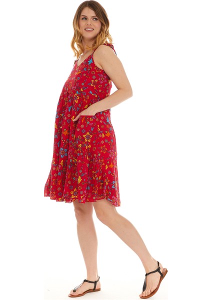 Askılı Vual Kırmızı Kısa Elbise modelleri