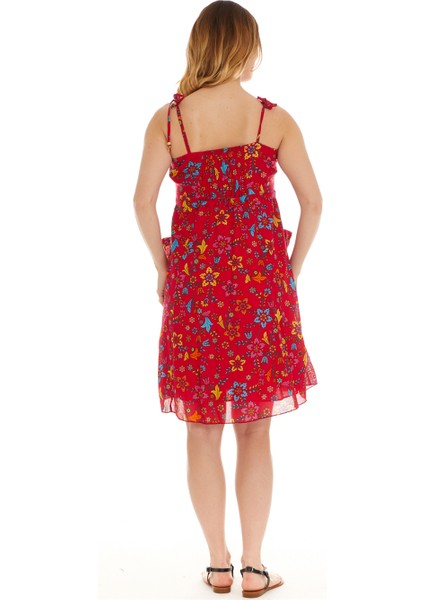 Askılı Vual Kırmızı Kısa Elbise indirimleri