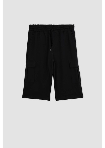 Regular Fit Cepli Basic Kapri Şort T4693AZ23SM