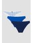 Mavi Çiçekli Kareli 3lü Soft Pointel Slip Külot 1