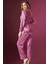 2190 Kadın Saten Uzun Kollu Pijama Takımı-Pembe 3