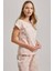 23627 Kadın Kısa Kollu Pijama Takımı-Pembe 1