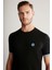 Nakış Logolu Pike Örgü Siyah Bisiklet Yaka T-Shirt 4