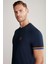 Nakış Logolu Pike Örgü Lacivert Bisiklet Yaka T-Shirt 3
