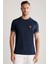 Nakış Logolu Pike Örgü Lacivert Bisiklet Yaka T-Shirt 5