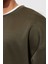 Erkek Haki Oversize Bol Kesim Bisiklet Yaka Düz Sweatshirt 3