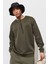 Erkek Haki Oversize Bol Kesim Bisiklet Yaka Düz Sweatshirt 4
