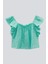 (Kids Girl) Mini Kareli Kol Fırfır Crop Top 1