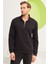 Erkek Yarım Fermuarlı Sweatshirt Siyah 5