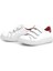 Hakiki Deri Beyaz Kırmızı Cırtlı Çocuk Günlük Spor Okul Ayakkabı 4