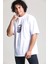 Beyaz Baskılı Oversize T-Shirt 3