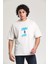 EM Brothers Krem Rengi Baskılı Oversize T-Shirt 1