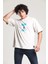 Krem Rengi Baskılı Oversize T-Shirt 3