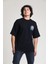 Siyah Baskılı Oversize T-Shirt 2