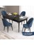Concept Roz Serisi 80X132 Mdf Açılabilir Siyah Mermer Desen Mutfak Masası Takımı 4 Sandalye Gold Halkalı 1