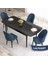 Concept Roz Serisi 80X132 Mdf Açılabilir Siyah Mermer Desen Mutfak Masası Takımı 4 Sandalye Gold Halkalı 2