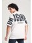 Krem Rengi Baskılı Oversize T-Shirt 1