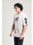 Krem Rengi Baskılı Oversize T-Shirt 2
