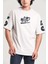 Krem Rengi Baskılı Oversize T-Shirt 5